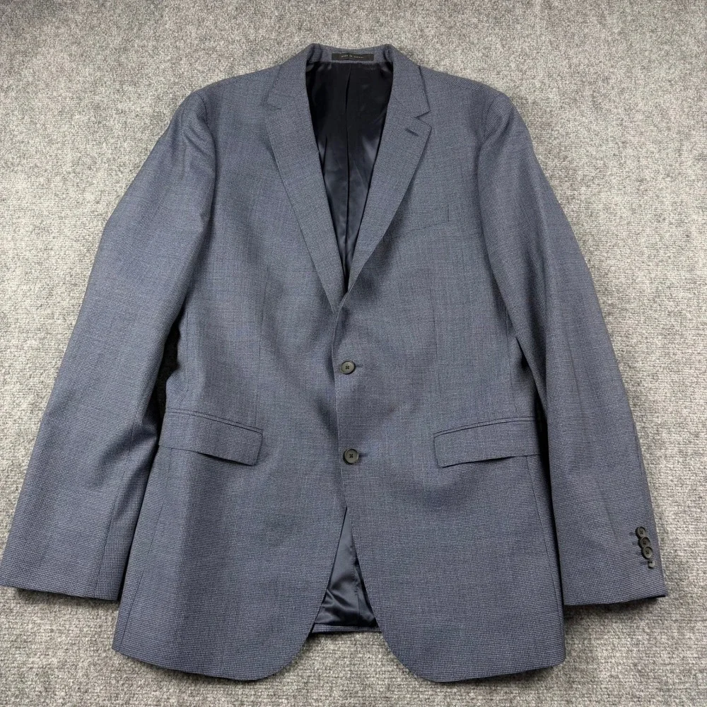 Hugo Boss Blazer Mens 44L Blue Marzotto Super 110 Virgin Wool Sport Coat Jacket